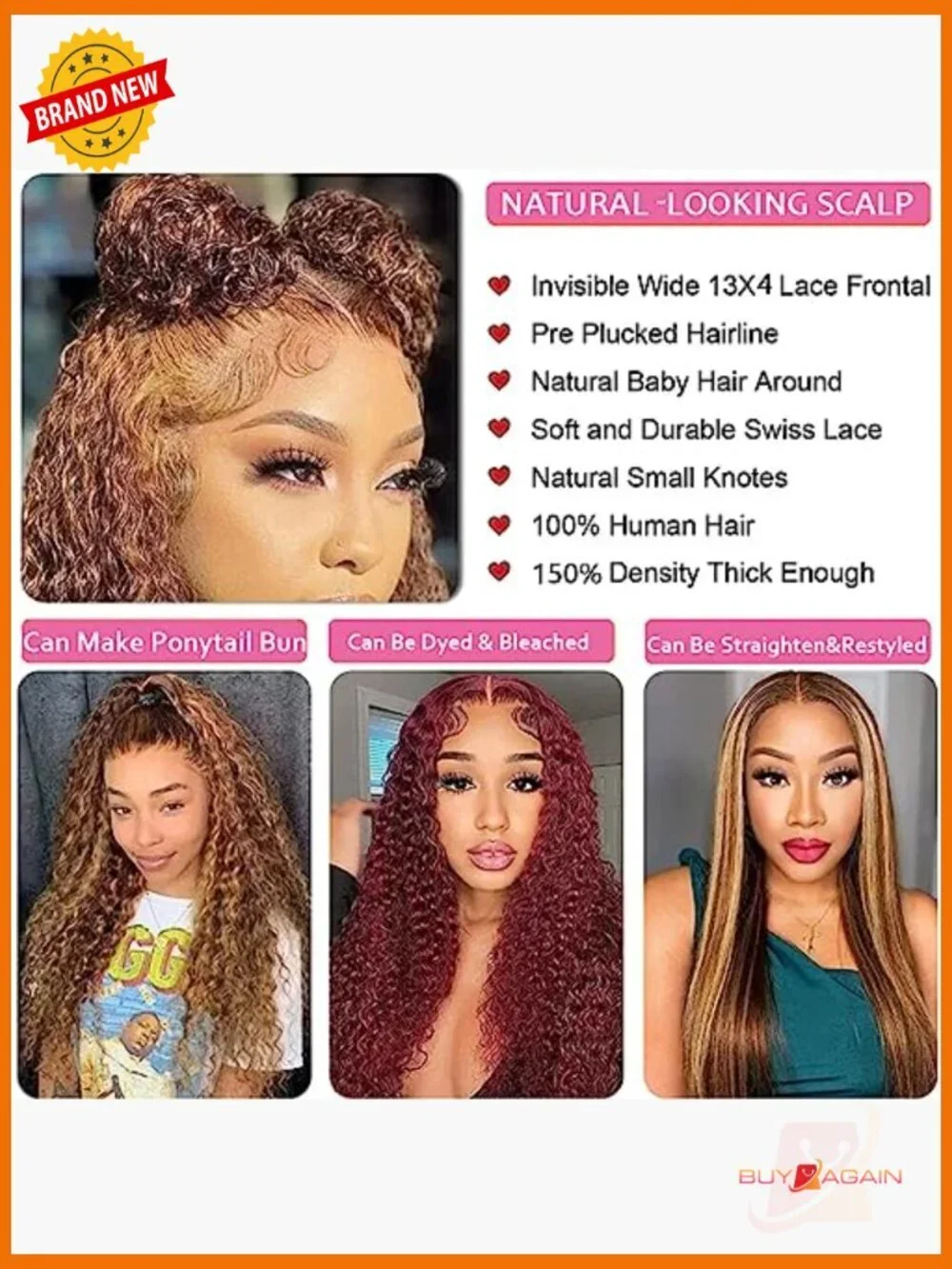 28 Inch Highlight Ombre Lace Front Wig Human Hair 13x4 HD Deep Wave 180 Density